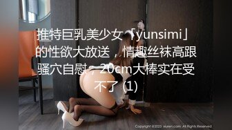 推特巨乳美少女「yunsimi」的性欲大放送，情趣丝袜高跟骚穴自慰，20cm大棒实在受不了 (1)